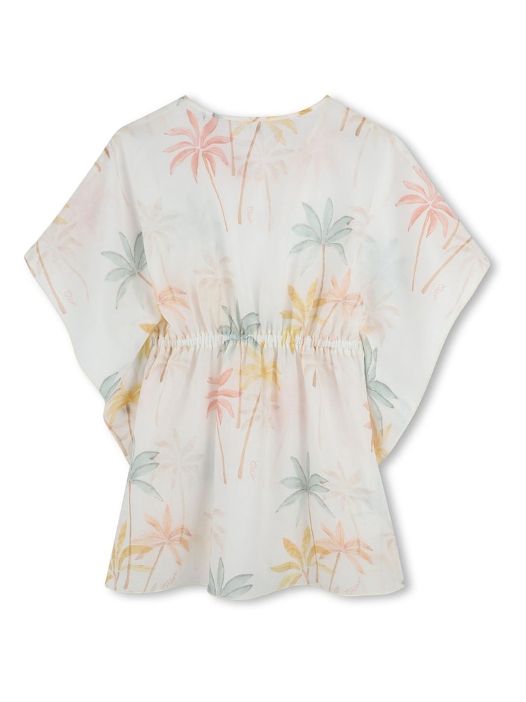 Chloé Cream Palm Tree Print Kaftan Dress - Image 2 of 4