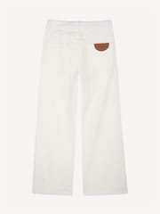 Chloé Wide Leg White Denim Jeans With Scallop Detail and Logo Pocket - Image 2 of 3