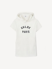 Chloé Paris Logo Short Sleeve White Hoodie Dress - Image 1 of 4