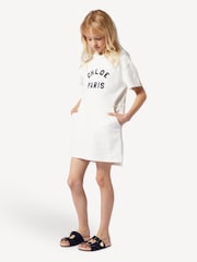 Chloé Paris Logo Short Sleeve White Hoodie Dress - Image 3 of 4