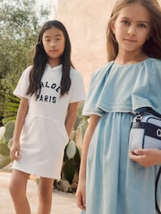 Chloé Paris Logo Short Sleeve White Hoodie Dress - Image 4 of 4