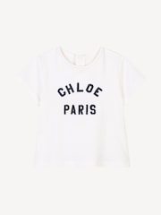 Chloé Baby Short Sleeve Paris Logo White T-Shirt - Image 1 of 2