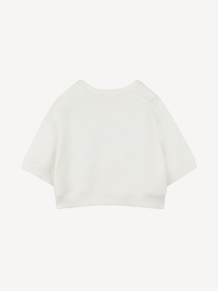Chloé Cropped Short Sleeve Logo White Sweatshirt - Image 2 of 3