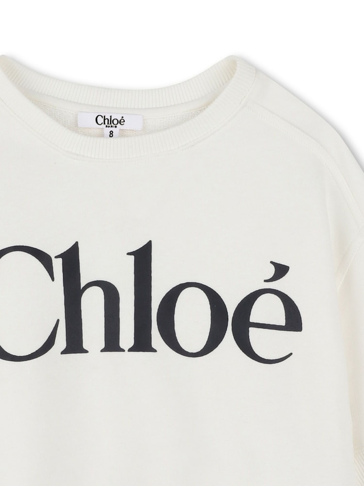 Chloé Cropped Short Sleeve Logo White Sweatshirt - Image 3 of 3