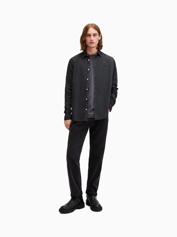AllSaints Black Tahoe Long Sleeve Shirt - Image 5 of 7