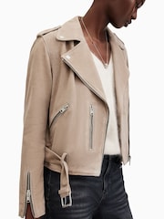 AllSaints Grey Suede Balfern Biker Jacket - Image 5 of 7