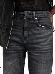 AllSaints Black Ida Cropped Embroidered Jeans - Image 3 of 8