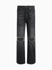 AllSaints Black Ida Cropped Embroidered Jeans - Image 8 of 8