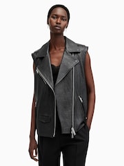 AllSaints Black Billie NZ Gilet - Image 1 of 9