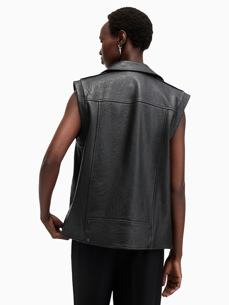 AllSaints Black Billie NZ Gilet - Image 2 of 9