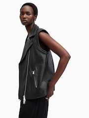 AllSaints Black Billie NZ Gilet - Image 6 of 9