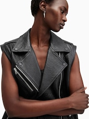 AllSaints Black Billie NZ Gilet - Image 7 of 9