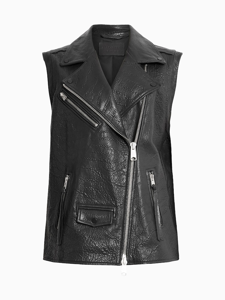 AllSaints Black Billie NZ Gilet - Image 9 of 9