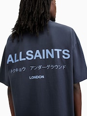 AllSaints Blue Underground Short Sleeve 100% Cotton Crew T-Shirt - Image 2 of 6