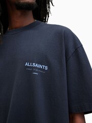 AllSaints Blue Underground Short Sleeve 100% Cotton Crew T-Shirt - Image 4 of 6