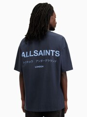 AllSaints Blue Underground Short Sleeve 100% Cotton Crew T-Shirt - Image 5 of 6
