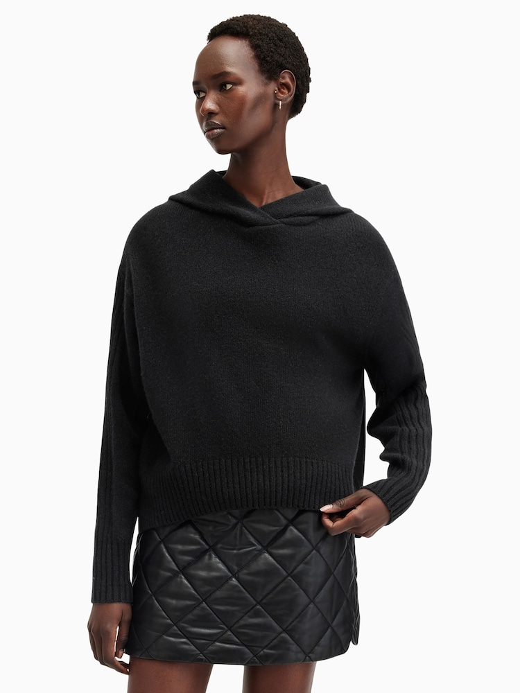AllSaints Black Ines Hoodie - Image 1 of 7