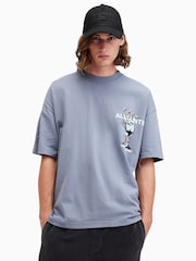 AllSaints Blue Undergang Short Sleeves Crew T-Shirt - Image 1 of 9