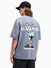 AllSaints Blue Undergang Short Sleeves Crew T-Shirt - Image 2 of 9