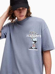 AllSaints Blue Undergang Short Sleeves Crew T-Shirt - Image 3 of 9