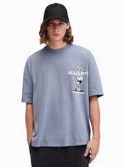 AllSaints Blue Undergang Short Sleeves Crew T-Shirt - Image 6 of 9