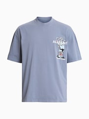 AllSaints Blue Undergang Short Sleeves Crew T-Shirt - Image 9 of 9
