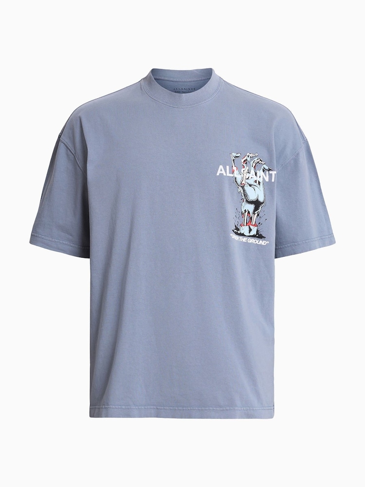 AllSaints Blue Undergang Short Sleeves Crew T-Shirt - Image 9 of 9