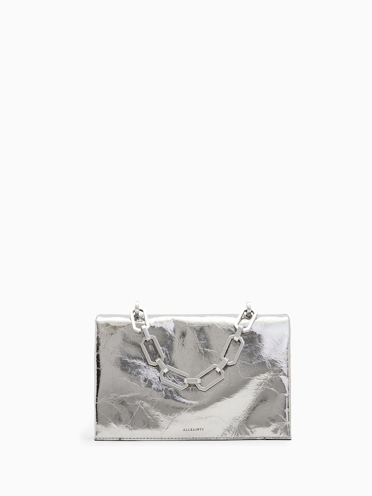 AllSaints Grey Yua Clutch - Image 1 of 7
