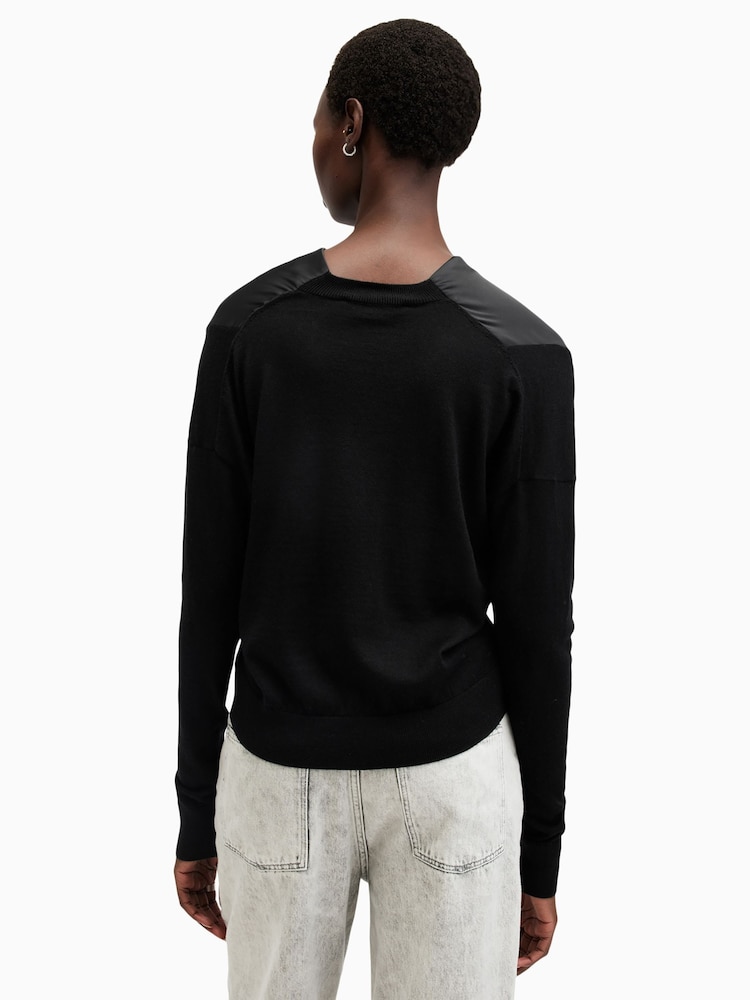 AllSaints Black Myra Cowl Jumper - Image 2 of 7 AllSaints Black Myra Cowl Jumper - Image 2 of 7
