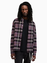 AllSaints Purple Buzzard Long Sleeves 100% Organic Cotton Shirt - Image 1 of 6