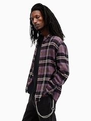 AllSaints Purple Buzzard Long Sleeves 100% Organic Cotton Shirt - Image 4 of 6