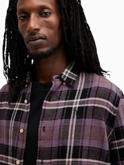 AllSaints Purple Buzzard Long Sleeves 100% Organic Cotton Shirt - Image 5 of 6