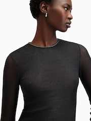 AllSaints Black Nora Sparkle Top - Image 4 of 6