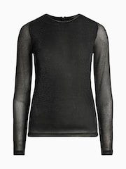 AllSaints Black Nora Sparkle Top - Image 6 of 6