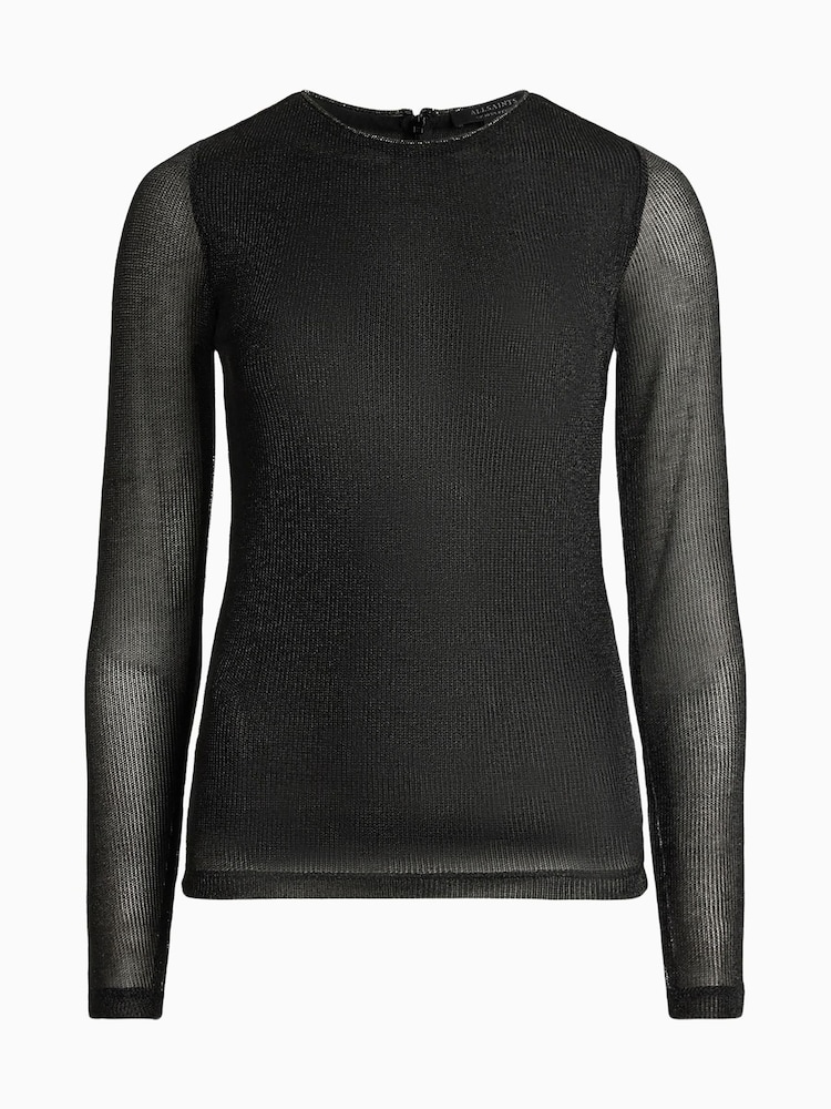AllSaints Black Nora Sparkle Top - Image 6 of 6