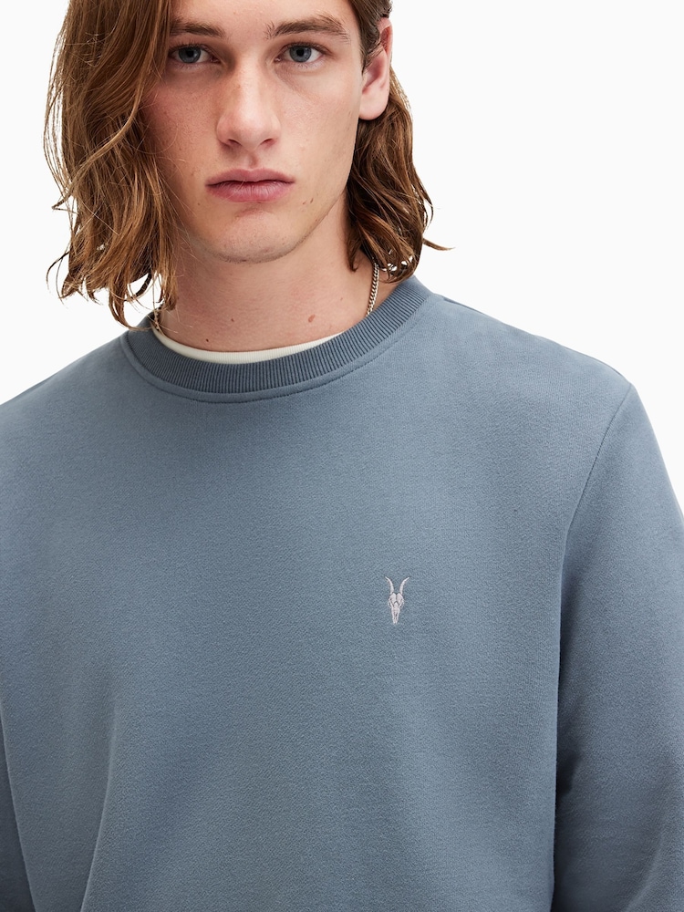 AllSaints Blue Raven 100% Organic Cotton Crew Sweater - Image 2 of 5