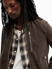 AllSaints Brown Kemble Suede Bomber Jacket - Image 2 of 9