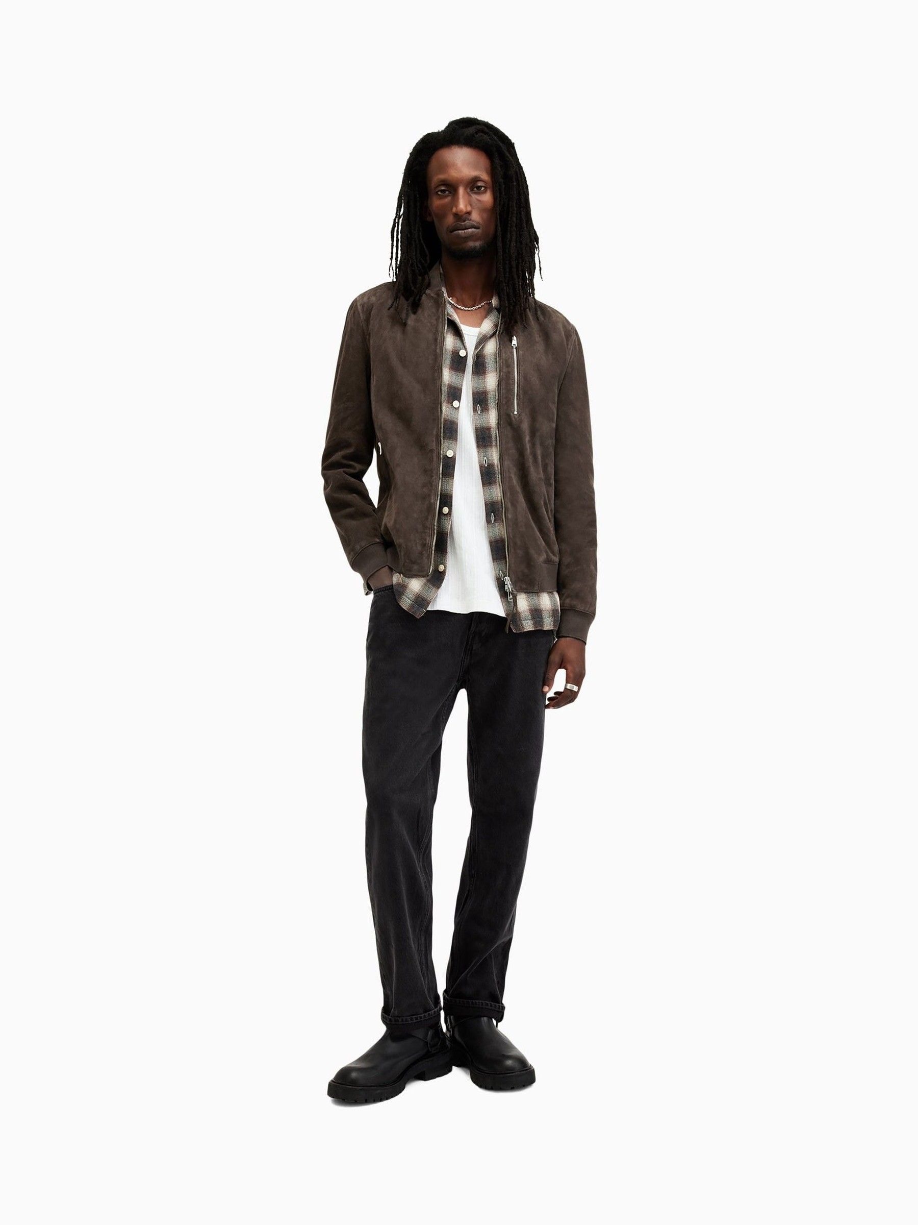 Buy AllSaints Brown Kemble Suede Bomber Jacket from Next USA