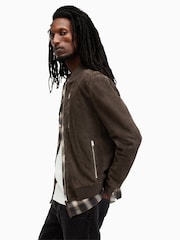AllSaints Brown Kemble Suede Bomber Jacket - Image 4 of 9