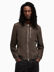 AllSaints Brown Kemble Suede Bomber Jacket - Image 6 of 9