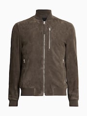 AllSaints Brown Kemble Suede Bomber Jacket - Image 9 of 9