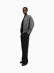 AllSaints Grey Hackney Bomber Jacket - Image 3 of 9