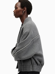 AllSaints Grey Hackney Bomber Jacket - Image 4 of 9
