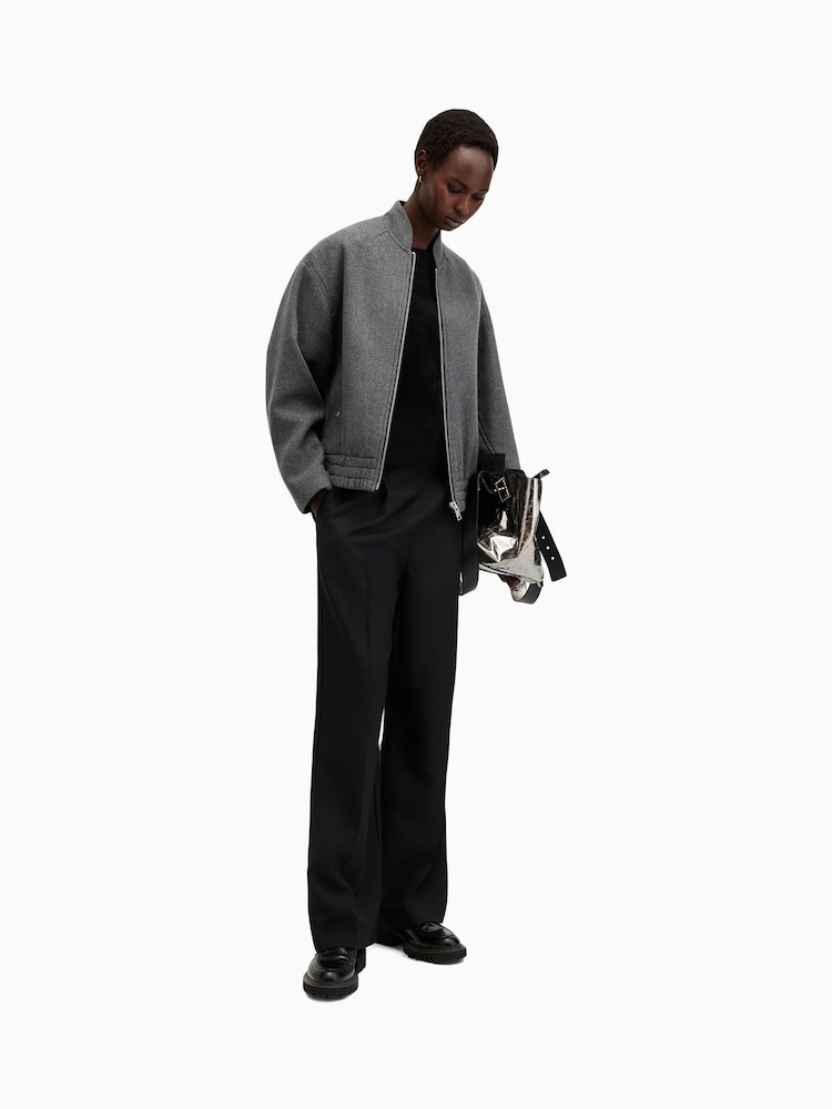 AllSaints Grey Hackney Bomber Jacket - Image 5 of 9