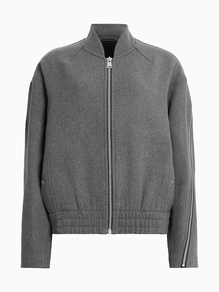 AllSaints Grey Hackney Bomber Jacket - Image 9 of 9