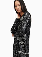 AllSaints Black Noushka Embellished Dress - Image 5 of 9