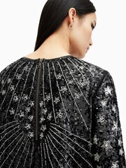 AllSaints Black Noushka Embellished Dress - Image 7 of 9