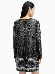 AllSaints Black Noushka Embellished Dress - Image 8 of 9