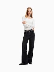 AllSaints White Rina Long Sleeve Scoop Neck T-Shirt - Image 1 of 8