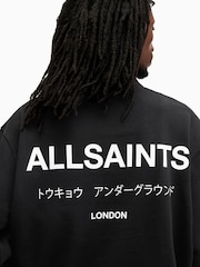 AllSaints Black Underground Half Zip 100% Organic Cotton Sweatshirt - Image 2 of 7
